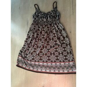 Max Studio Women's Brown Floral Print Spaghetti Strap Mini Dress Size M